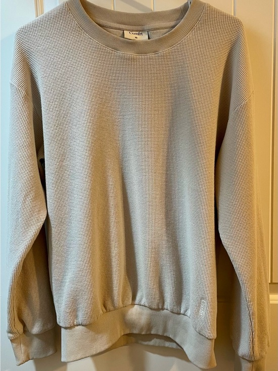 Comfrt Tops - Comfrt Waffle Knit Lounge Long Sleeve in White Dove